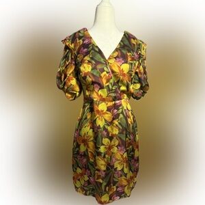 Adelyn Rae Pauline Floral Puff Sleeve Mini Dress Size M